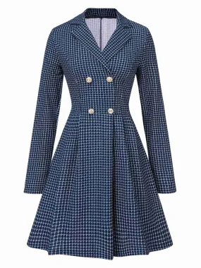 1950s Plaid Notch Lapel Double Breasted Coat