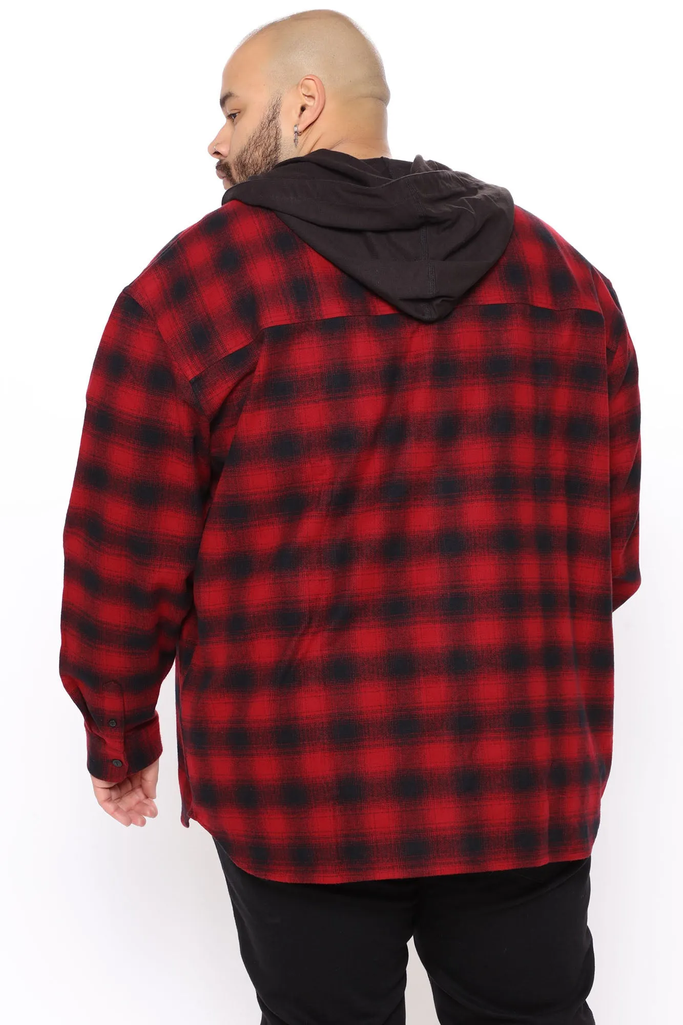 Afternoon Plaid Hooded Shacket - Red/Black