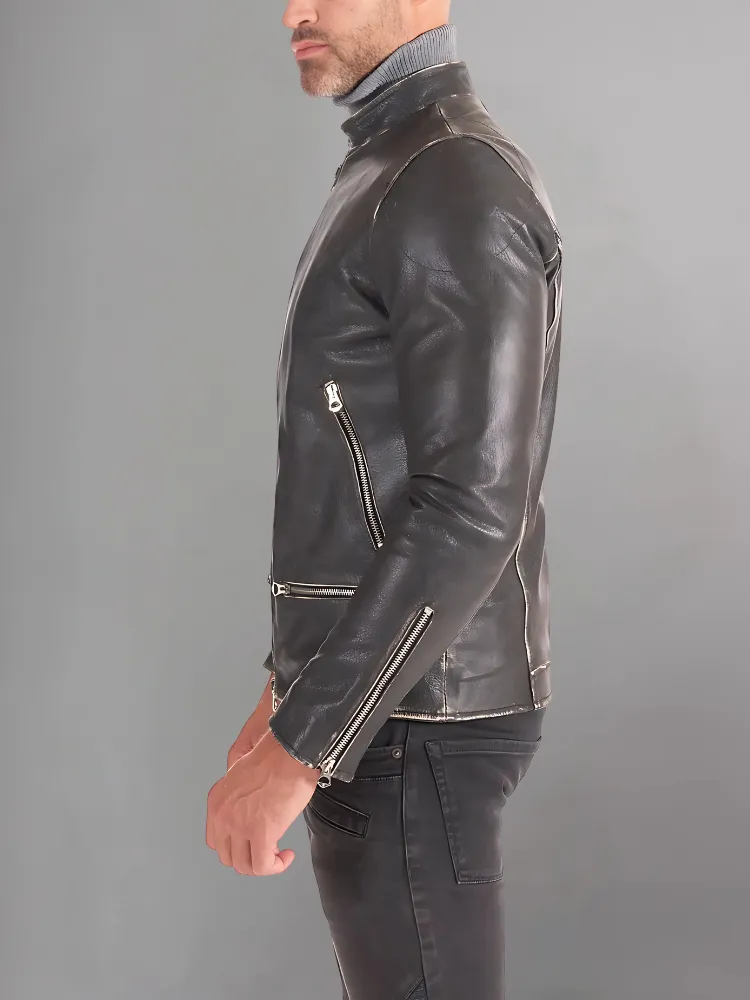 Black Motorcycle Brando Mens Leather Jacket