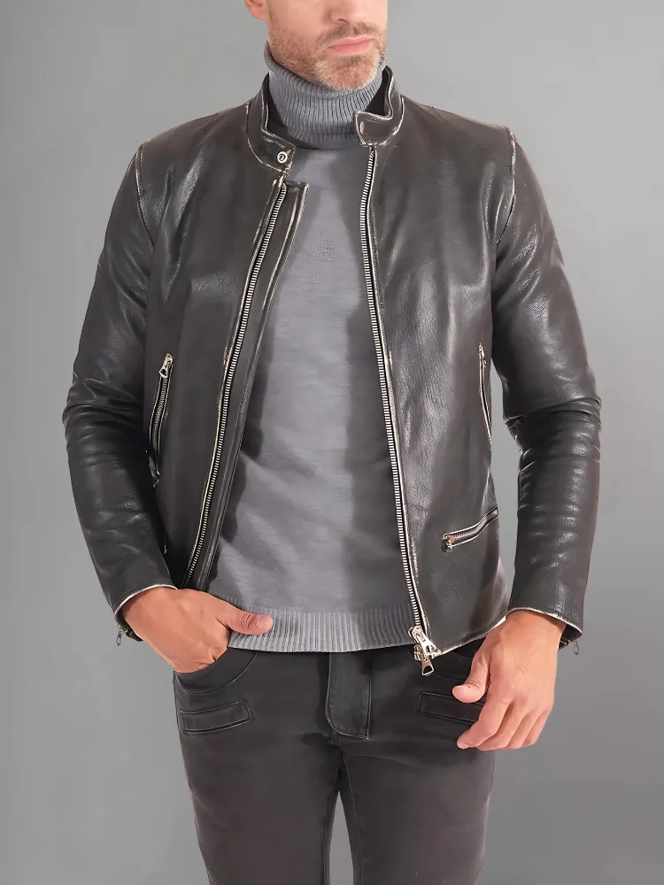 Black Motorcycle Brando Mens Leather Jacket