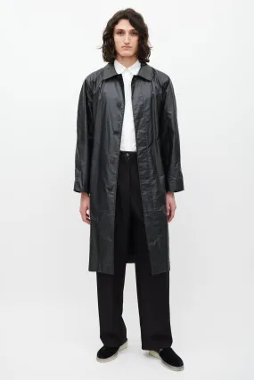 Black Waxed Cotton Trench Coat