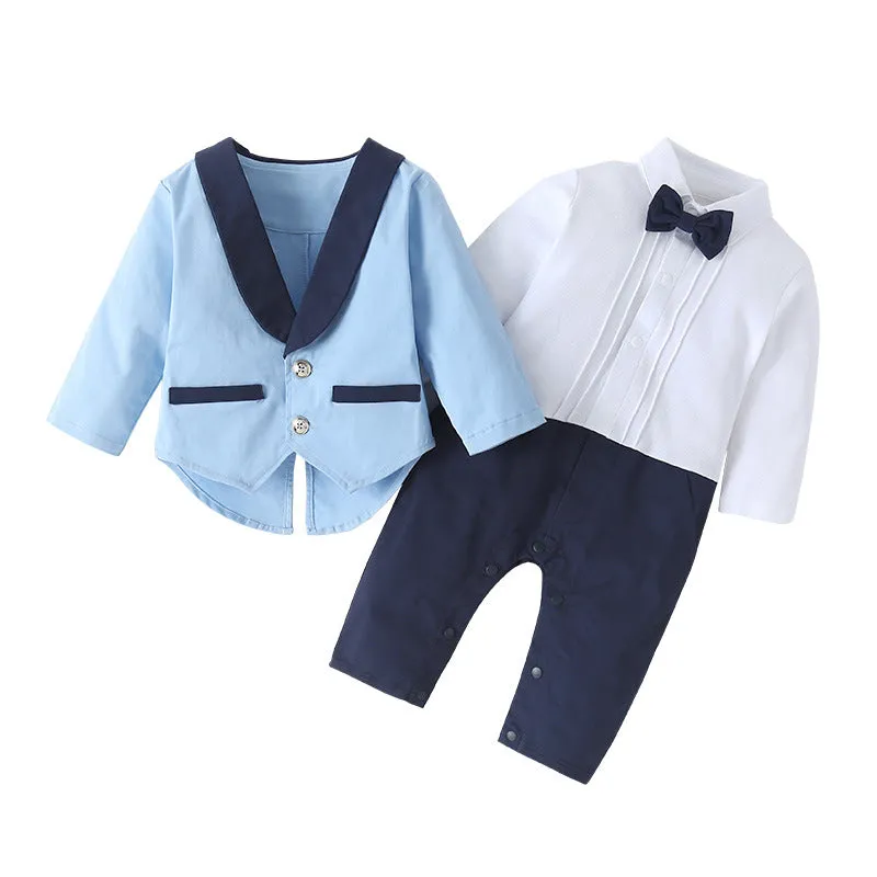 Boy Baby Gentleman Long-sleeved One-piece Suit Tuxedo Jacket Two-piece Children's Suit