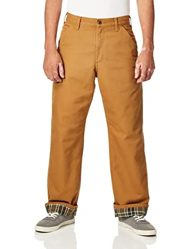 Carhartt B111 Men's Loose Fit Washed Duck Flannel-Lined Utility Work Pant