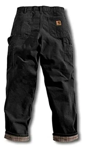 Carhartt B111 Men's Loose Fit Washed Duck Flannel-Lined Utility Work Pant