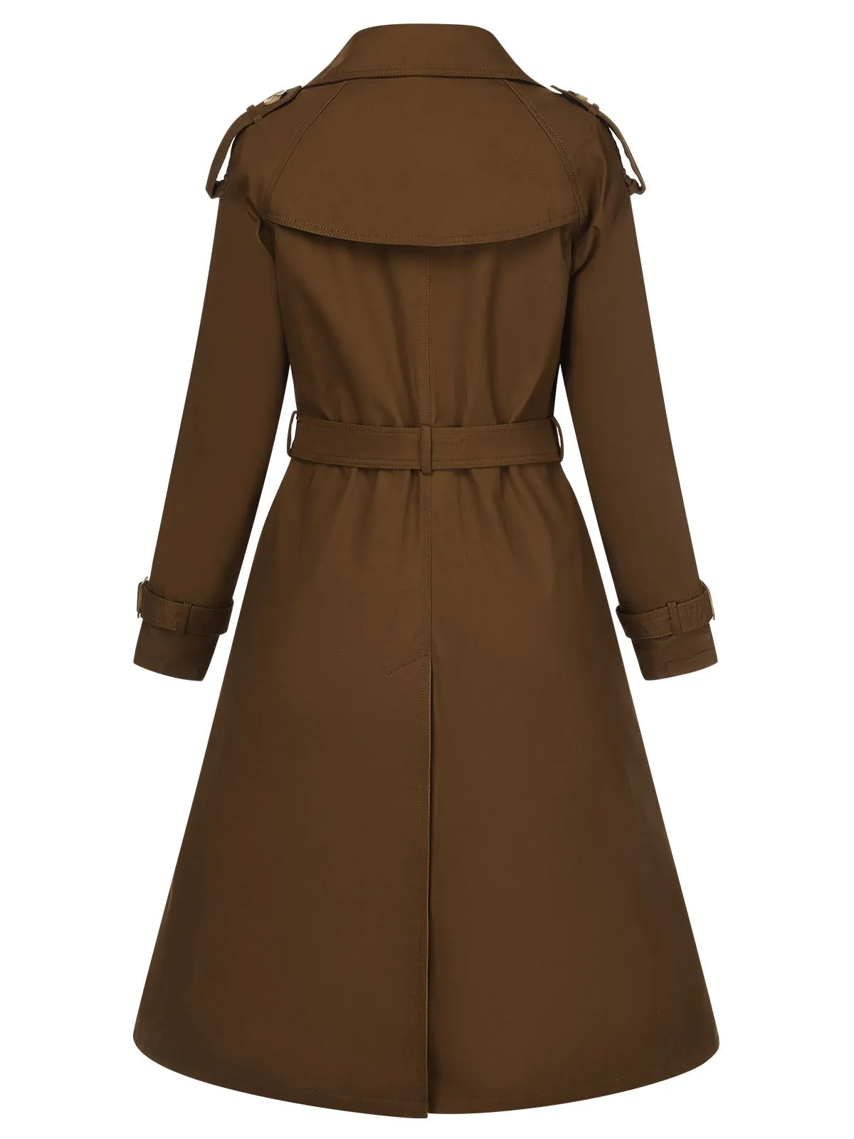 Coffee 1950s Buttoned Lapel Trench Coat