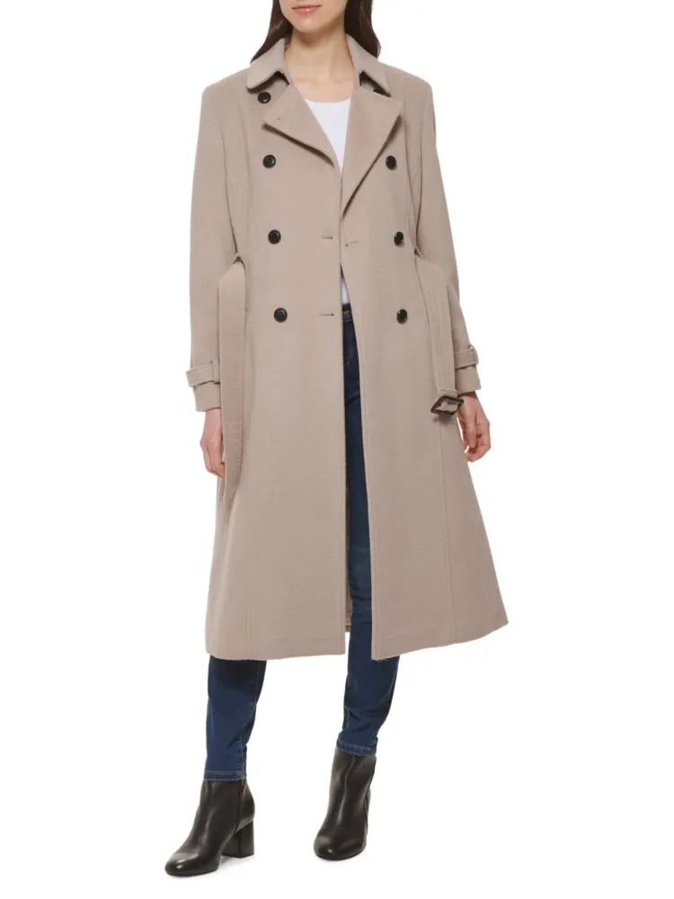 Cole Haan Signature Slick Wool Blend Trench in Stone