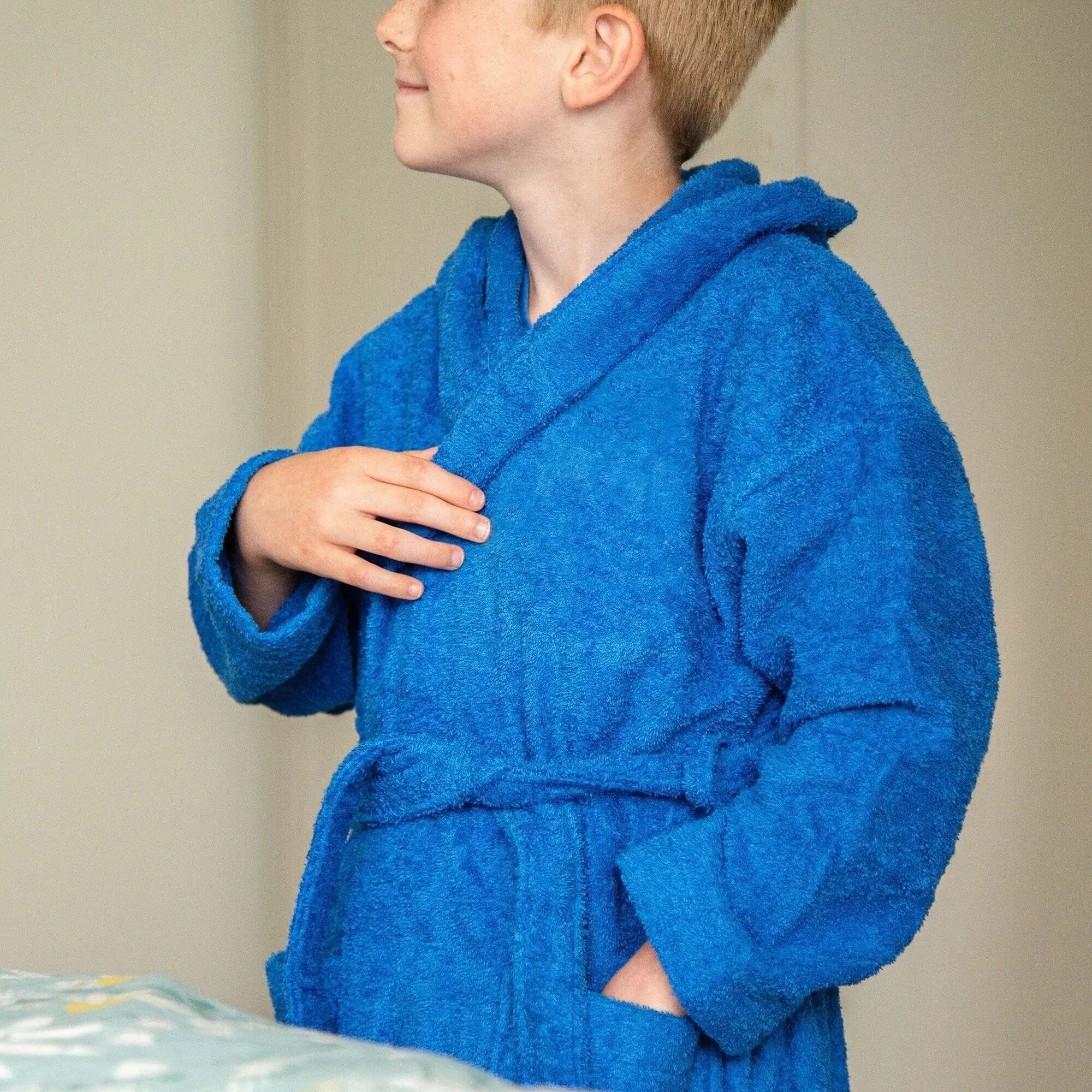 Comfy Children's Hooded Bathrobe with Digger Logo