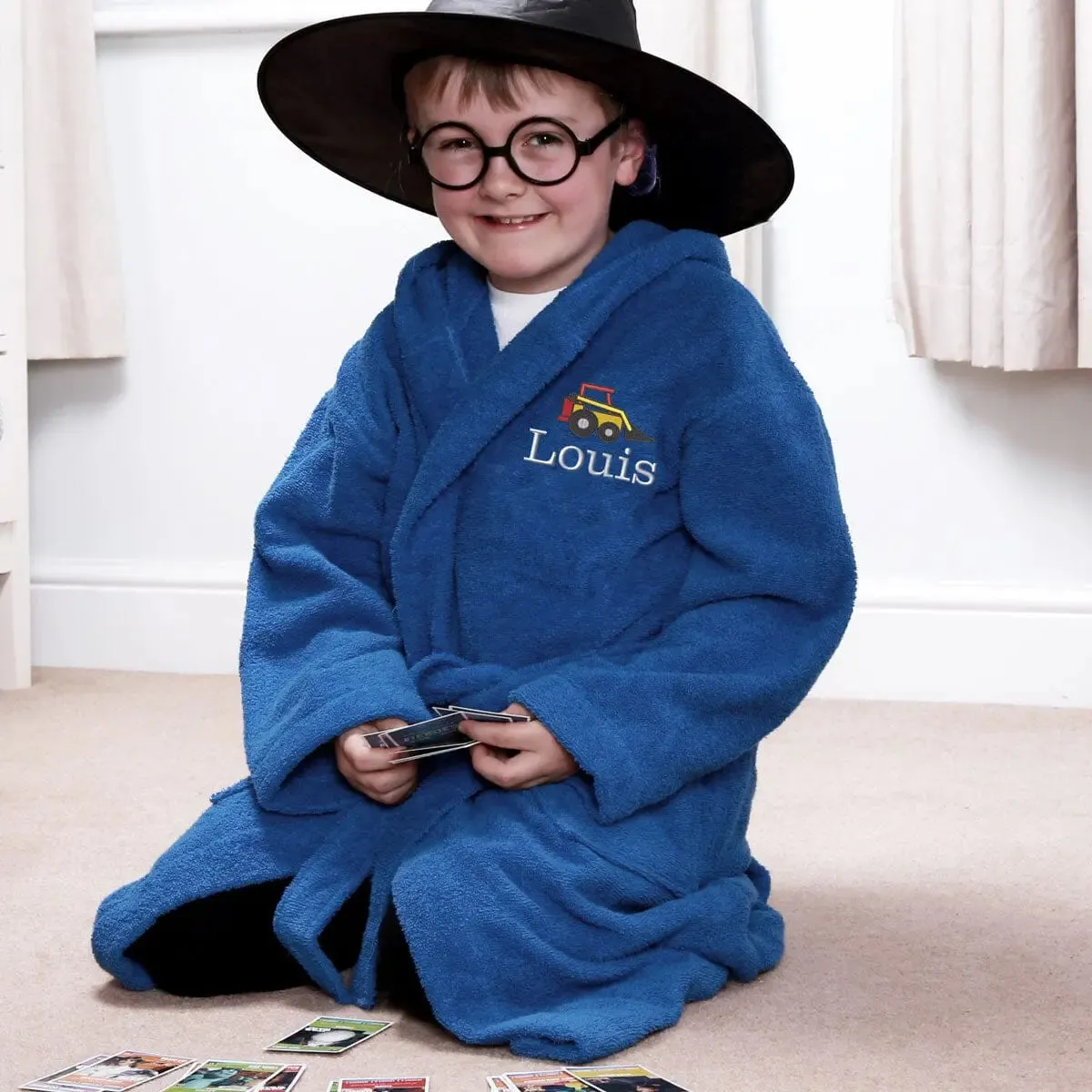 Comfy Children's Hooded Bathrobe with Digger Logo