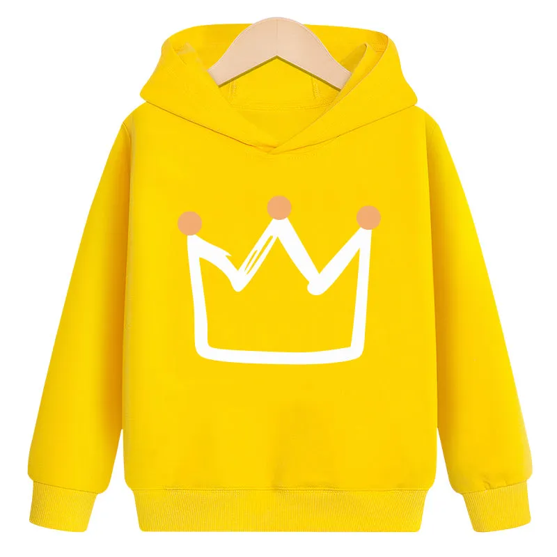 Crown hooded plus velvet sweatshirt