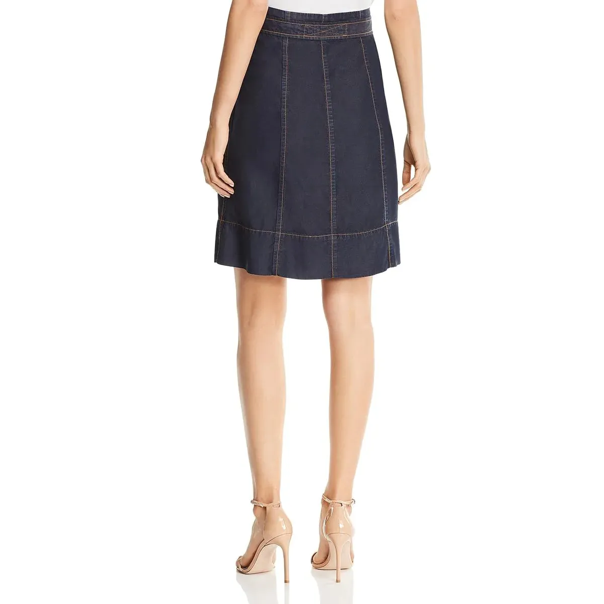 DONNA KARAN Women's Belted Knee Length A-Line Skirt