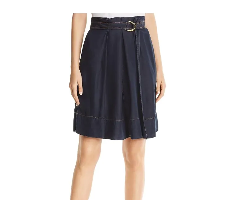 DONNA KARAN Women's Belted Knee Length A-Line Skirt