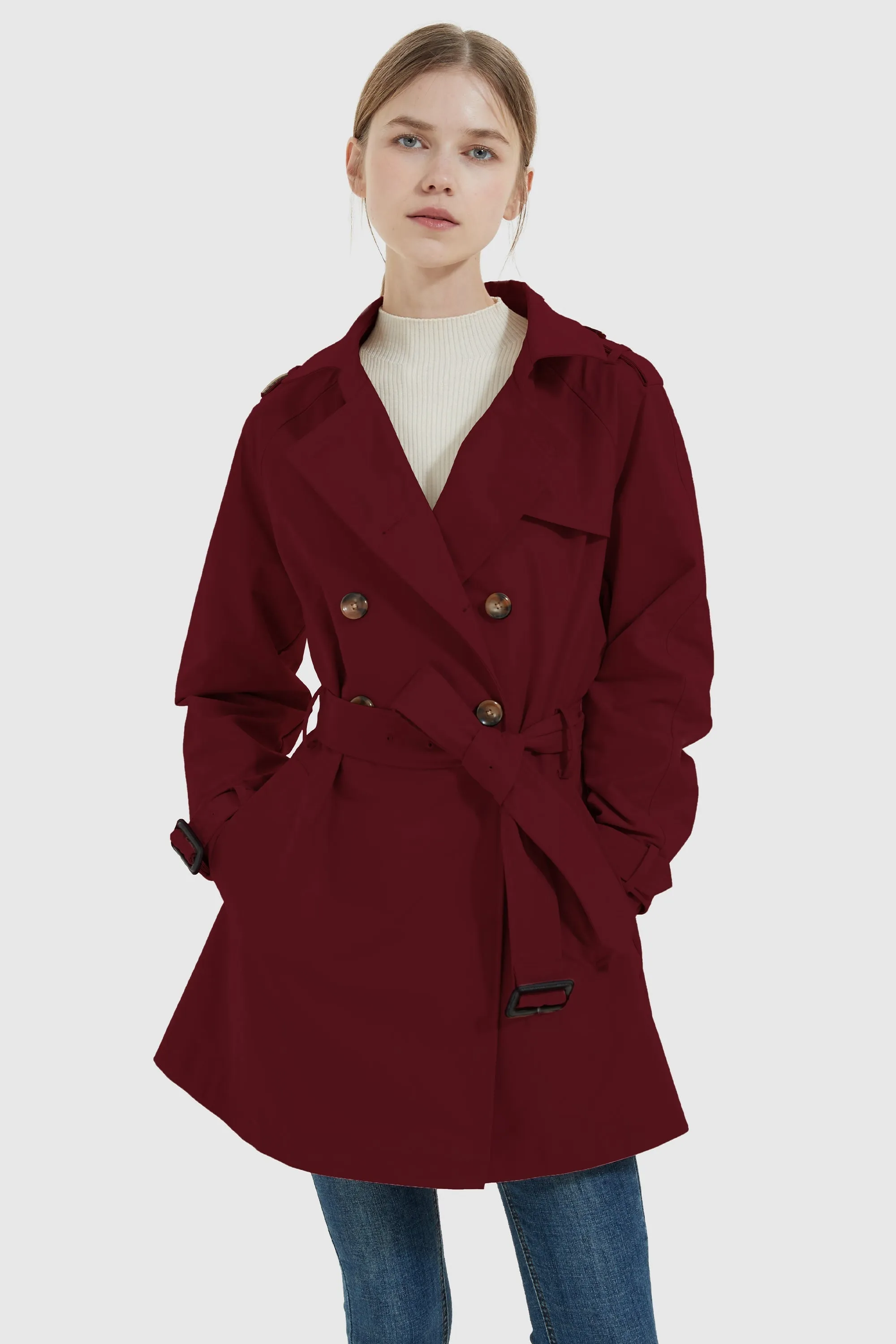 Double-Breasted Short Belted Trench