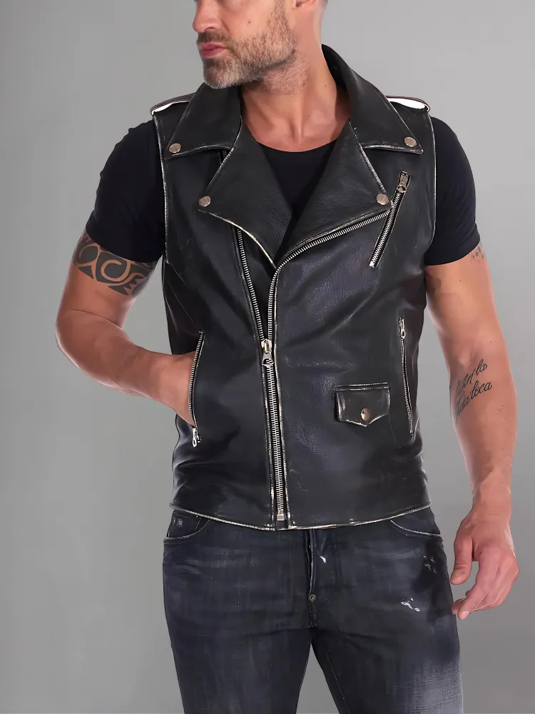 DYLAN MEN'S MOTORCYCLE LEATHER VEST