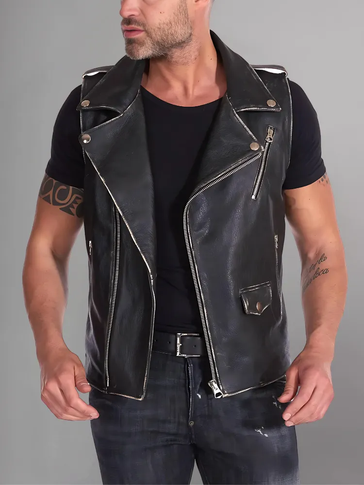 DYLAN MEN'S MOTORCYCLE LEATHER VEST