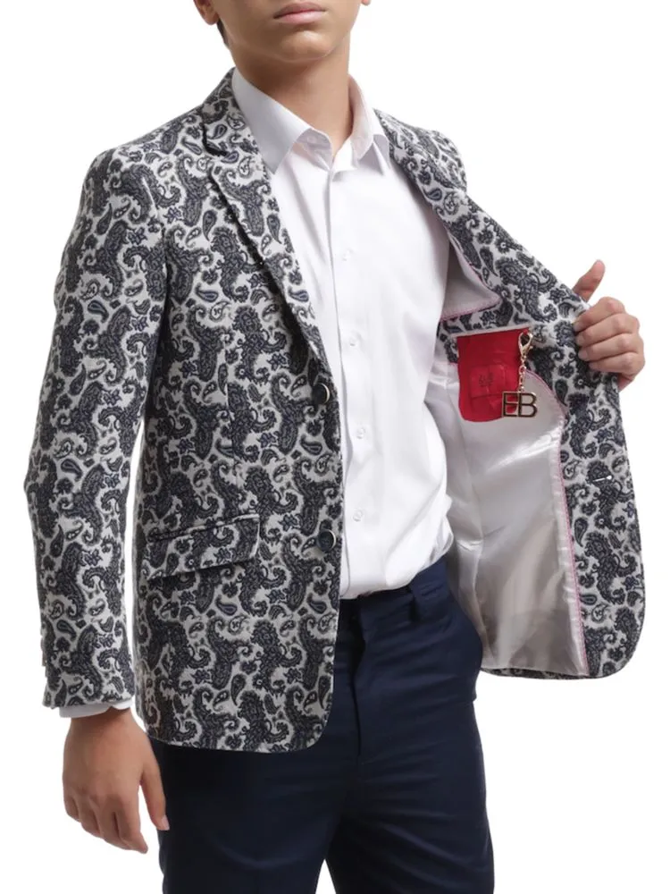 Elie Balleh Baby Boy's Paisley Brocade Blazer, Navy