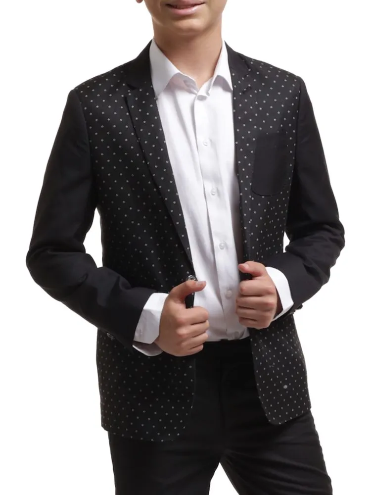 Elie Balleh Little Boy's Diamond Polka Blazer, Black