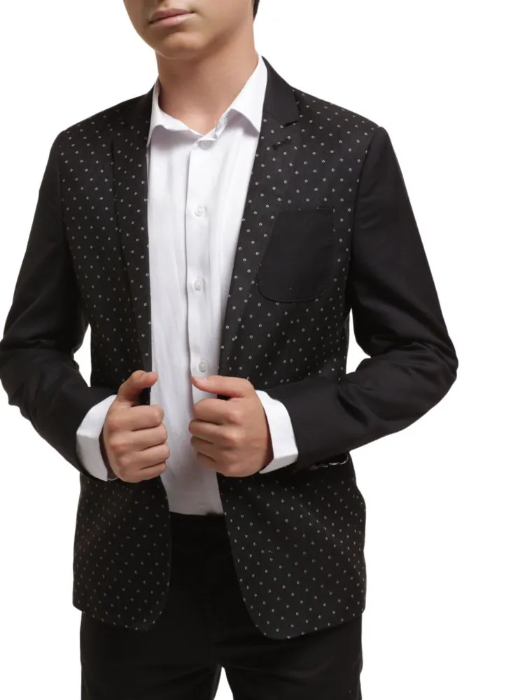 Elie Balleh Little Boy's Diamond Polka Blazer, Black