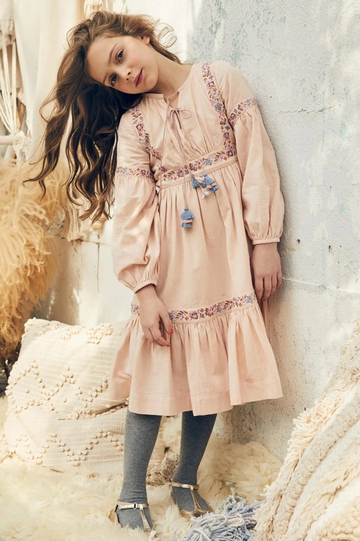 Girls Dress Nellystella Nicola Apricot