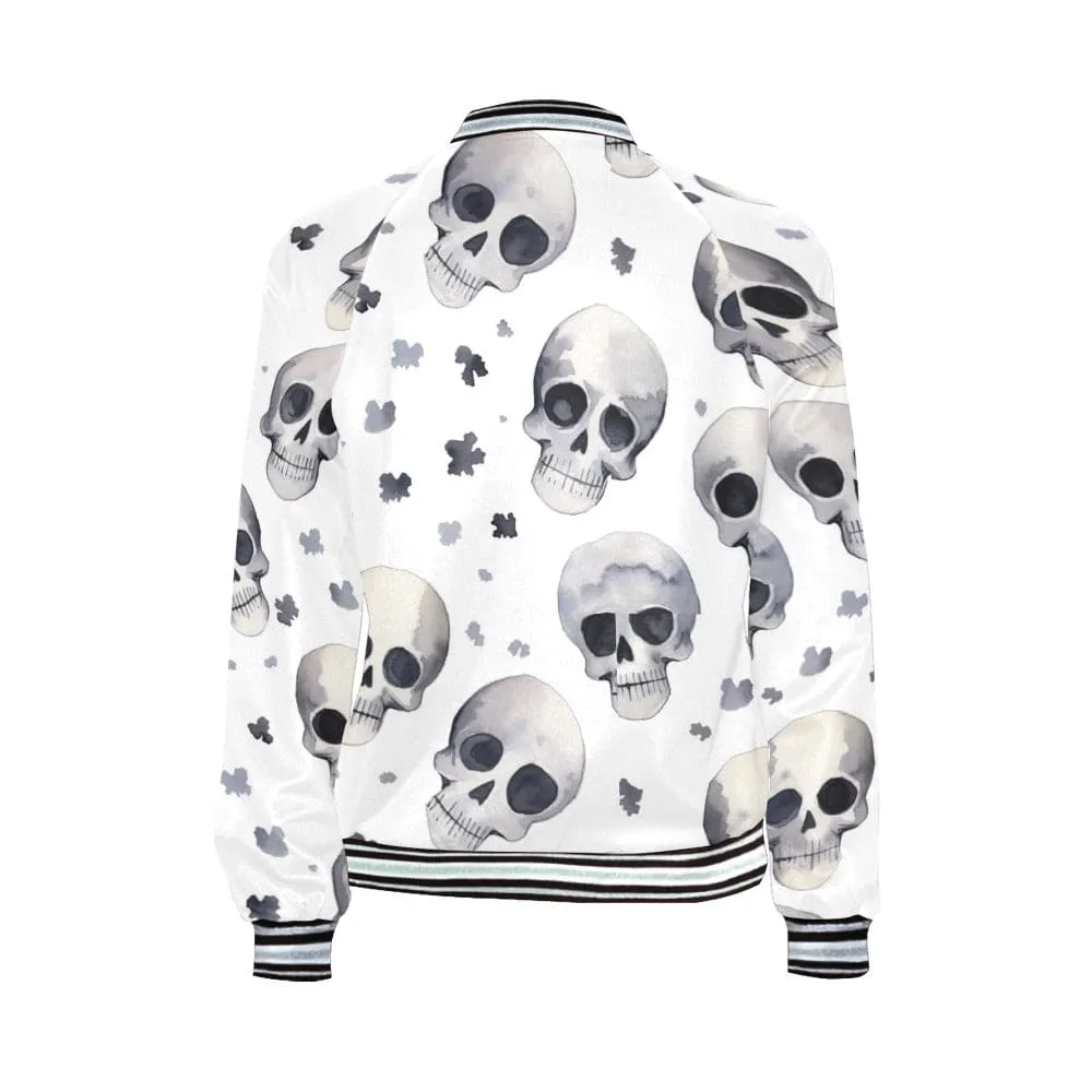 Greyscale Skulls Women's Bommber Jacket