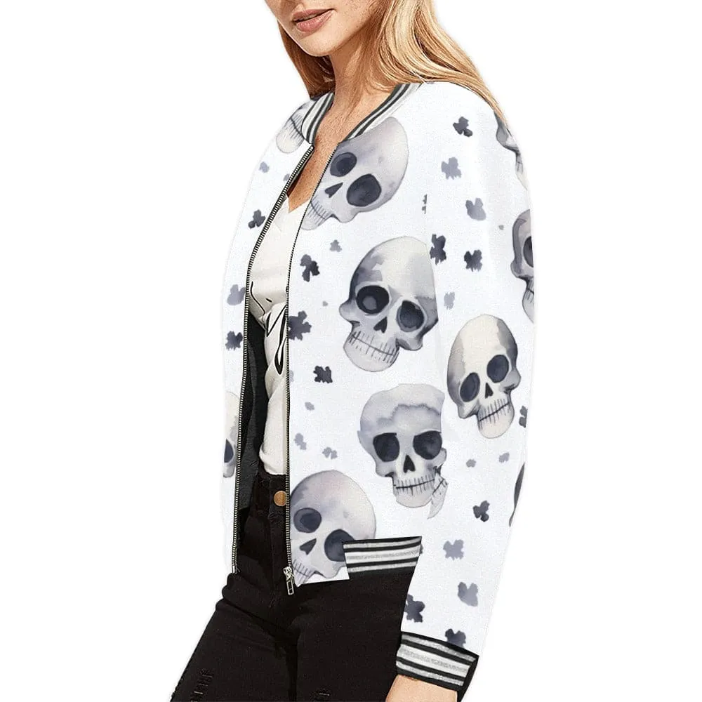 Greyscale Skulls Women's Bommber Jacket