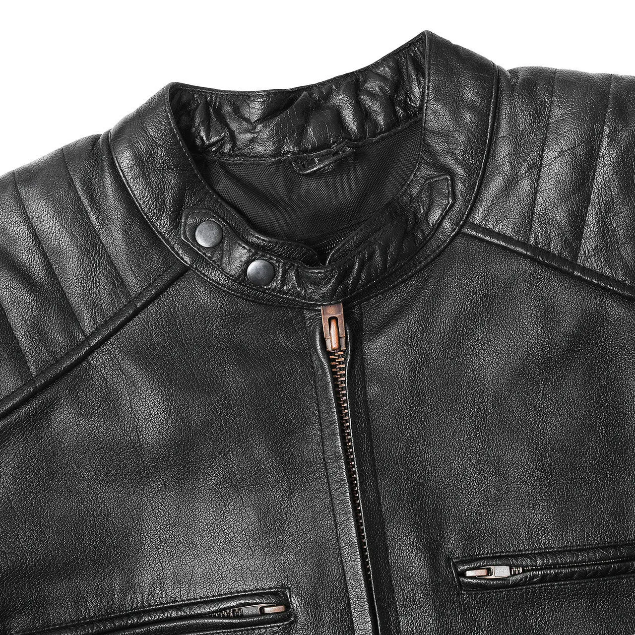 High Mileage Mens Premium Cowhide Leather 'Street' Cruiser Motorcycle Riding Jacket