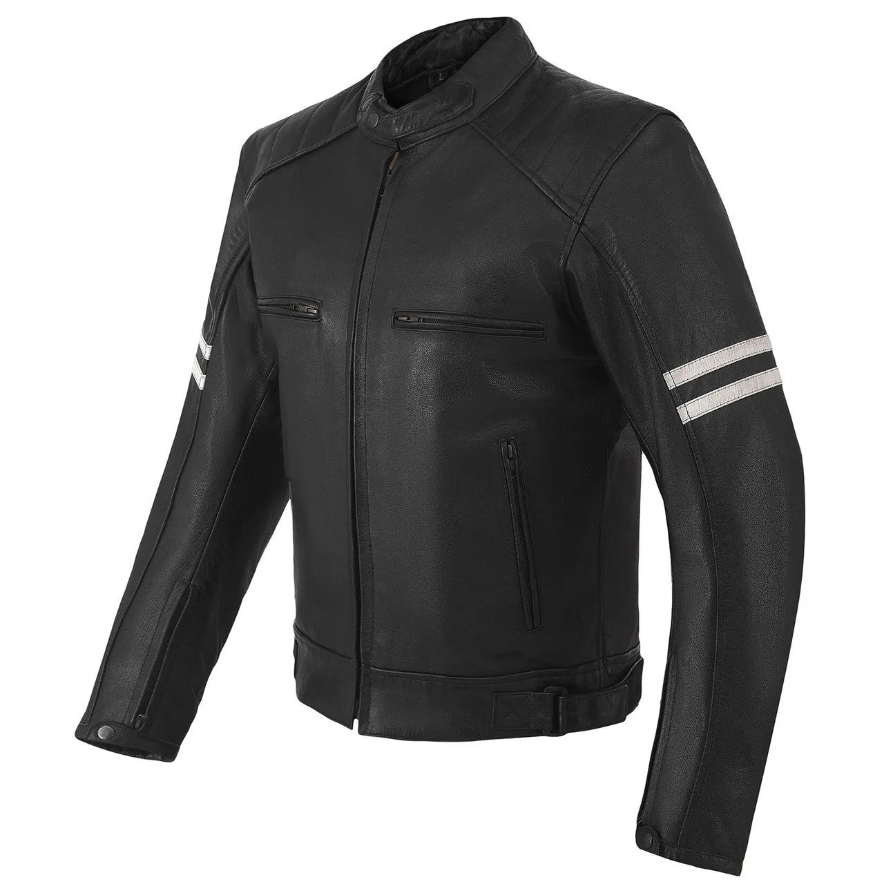 High Mileage Mens Premium Cowhide Leather 'Street' Cruiser Motorcycle Riding Jacket