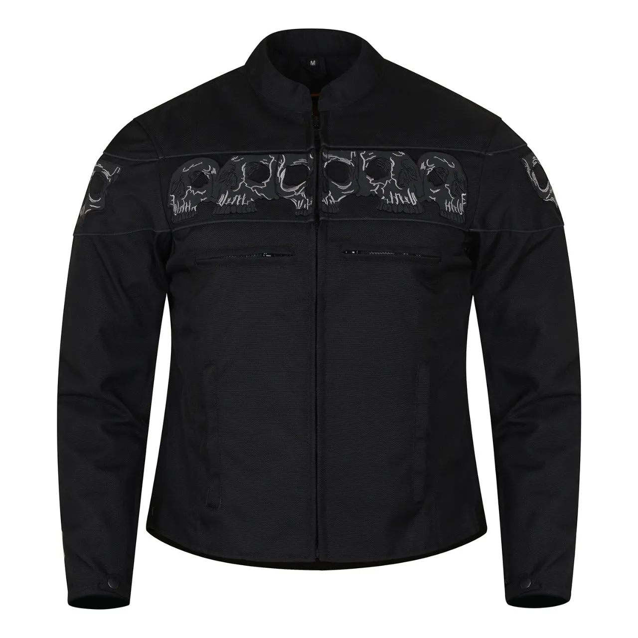 HMM1535 High Mileage Men's Textile Jacket with Embroidered Reflective Skulls