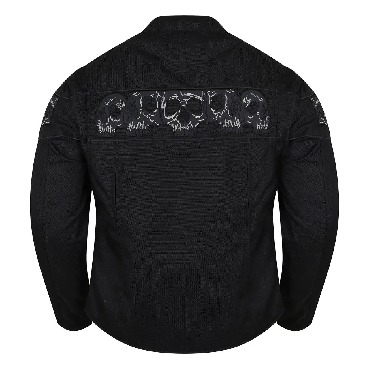 HMM1535 High Mileage Men's Textile Jacket with Embroidered Reflective Skulls