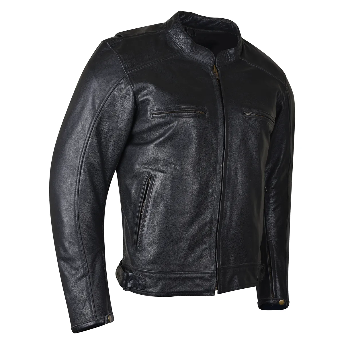 HMM538 Men's Cowhide Premium Leather Scooter Jacket with Conceal Carry