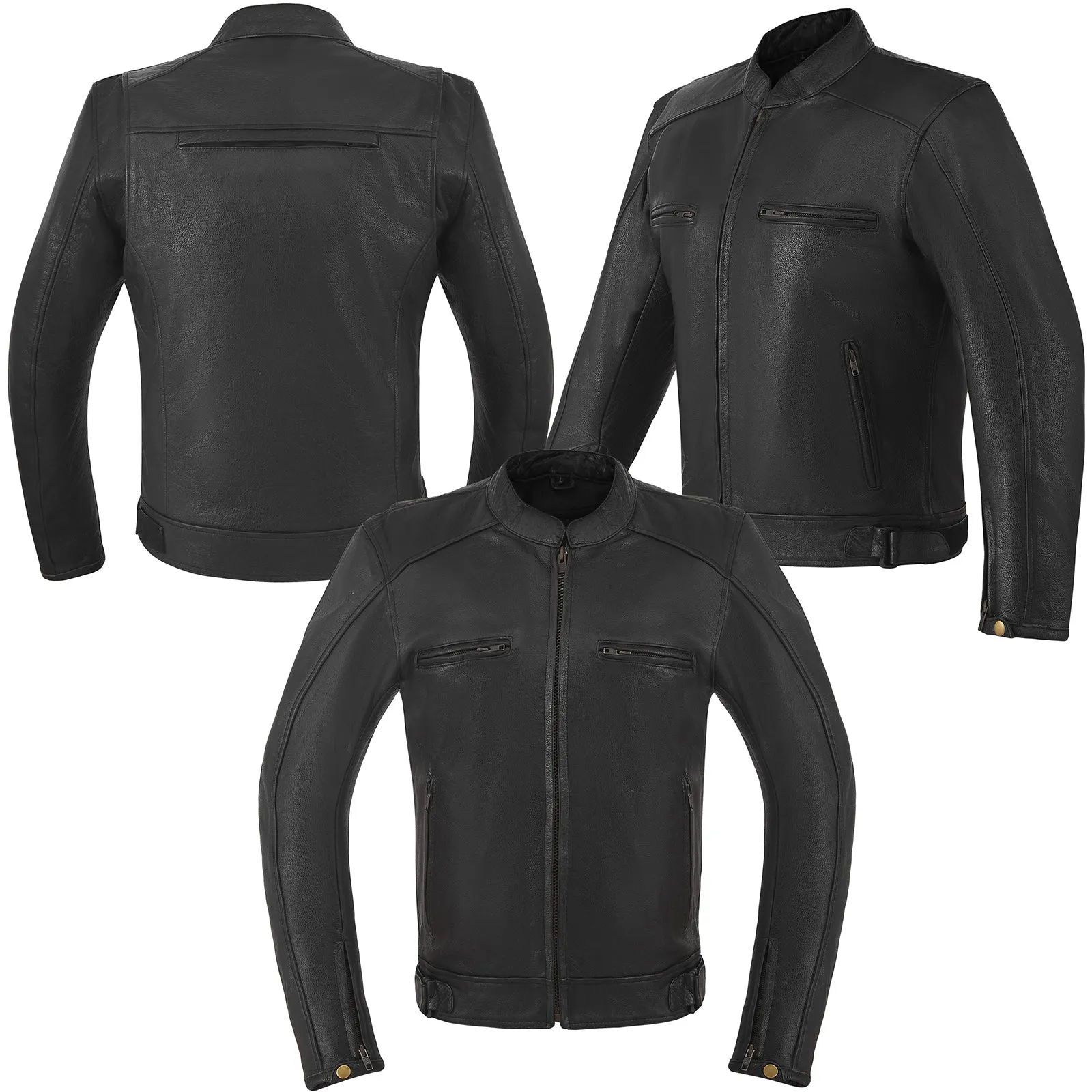 HMM538 Men's Cowhide Premium Leather Scooter Jacket with Conceal Carry