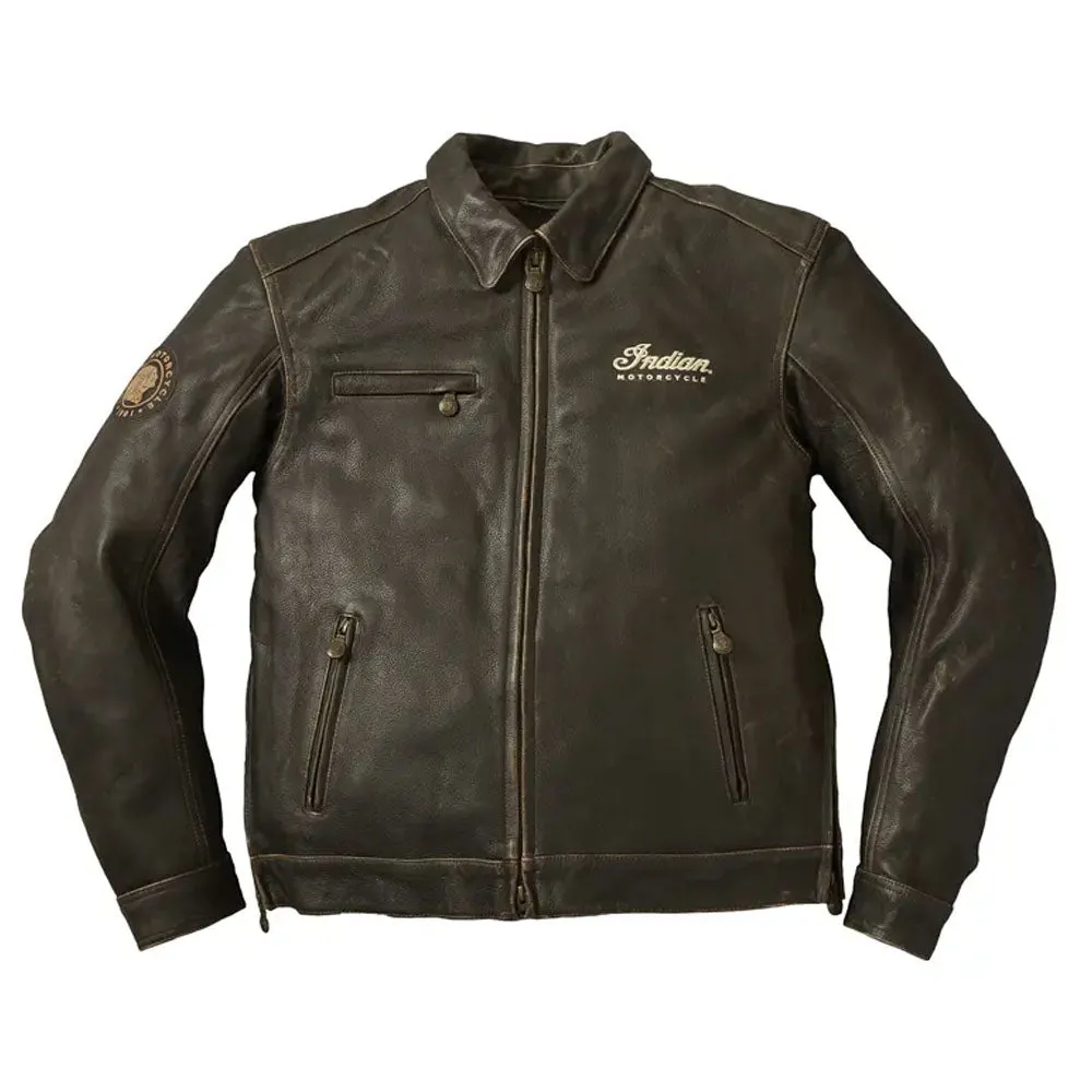 Indian Motorcycle  Mens Leather Classic Riding Jacket Warm Comfy Durable Brown