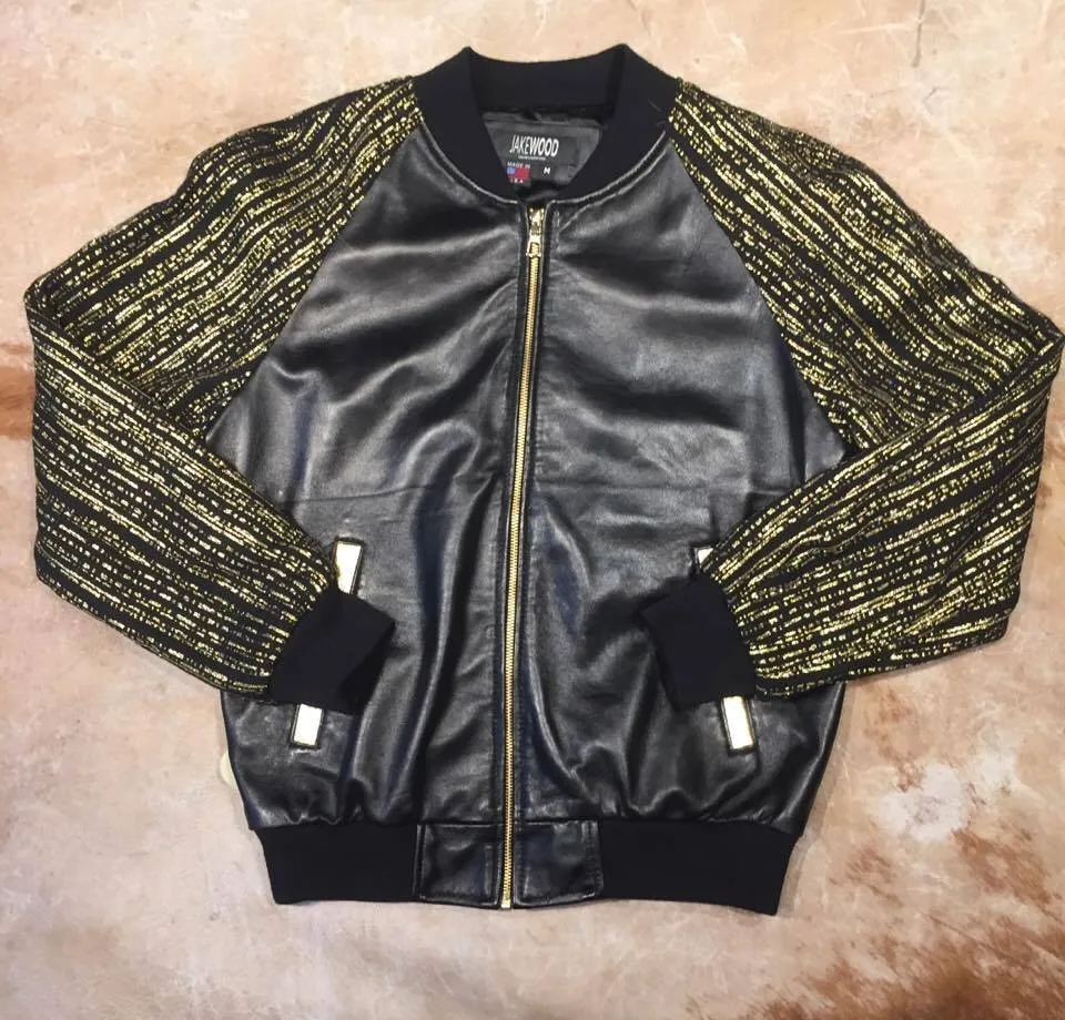 Jakewood Gold Gloss Sleek Bomber Jacket