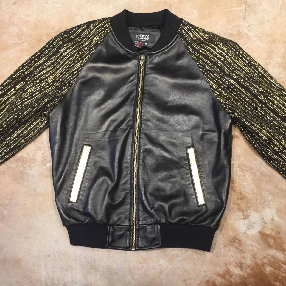 Jakewood Gold Gloss Sleek Bomber Jacket