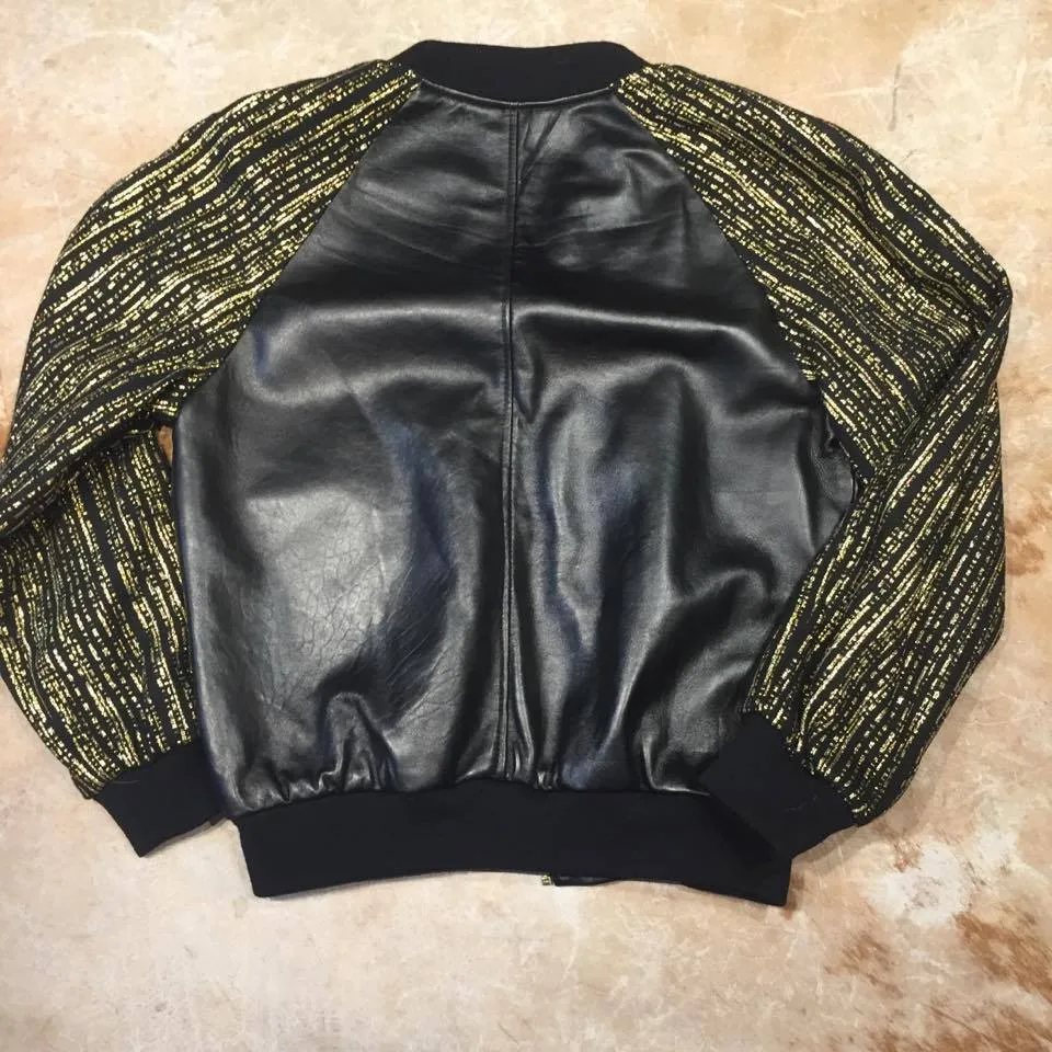 Jakewood Gold Gloss Sleek Bomber Jacket