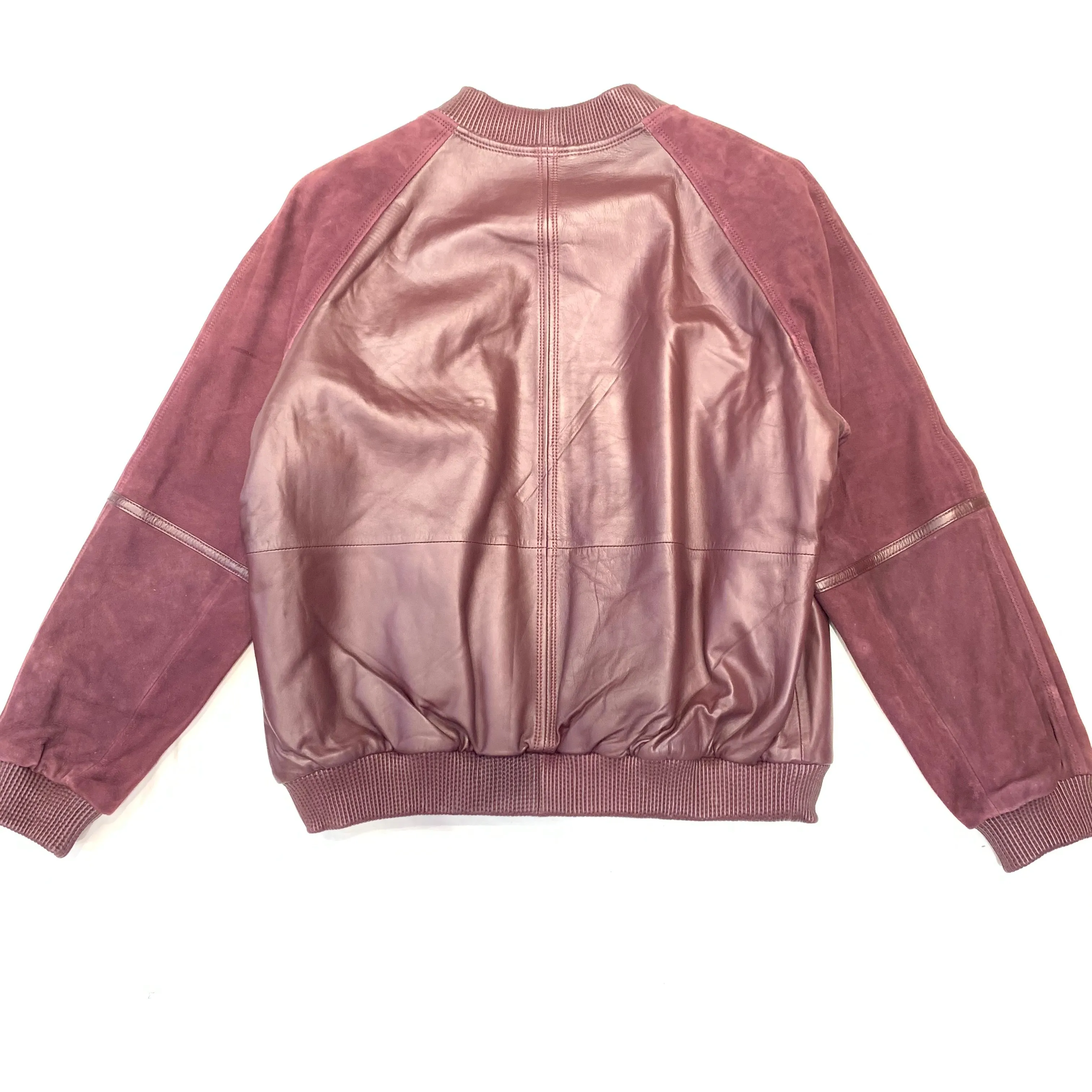 Kashnai Wine Suede Lamb Classic Bomber Jacket