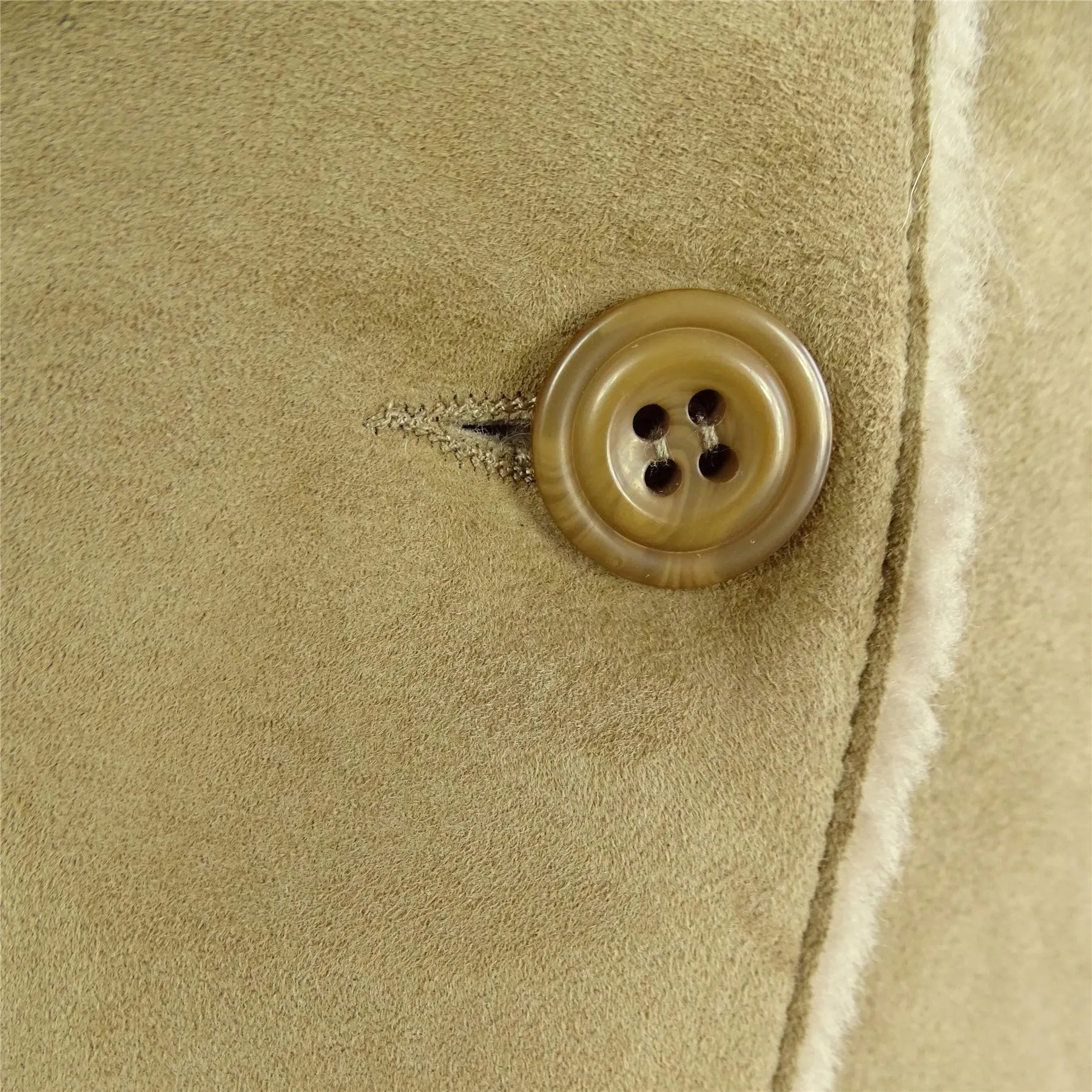 Ladies Real Sheepskin Jacket Suede Button Tailored Fit 3/4 Long Trench Coat Italian