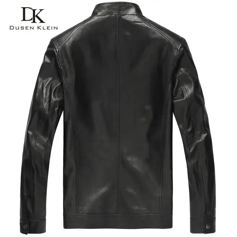 Luxury Man Genuine Sheepskin Leather Jacket Brand Dusen Klein Men Slim Designer Spring Leather Coats Black/Brown 14B0109