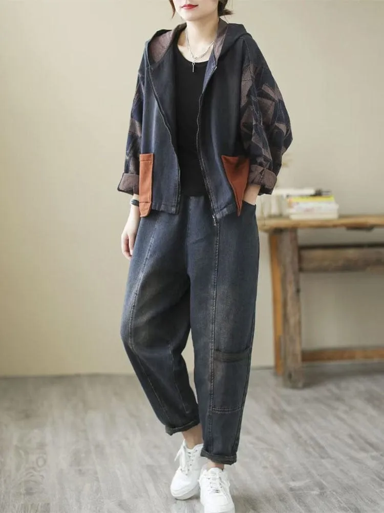 Mave Patchwork Loose Denim Jacket