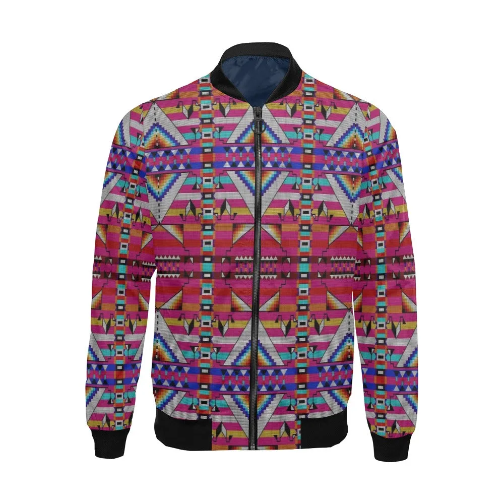 Medicine Blessing Pink All Over Print Bomber Jacket for Men