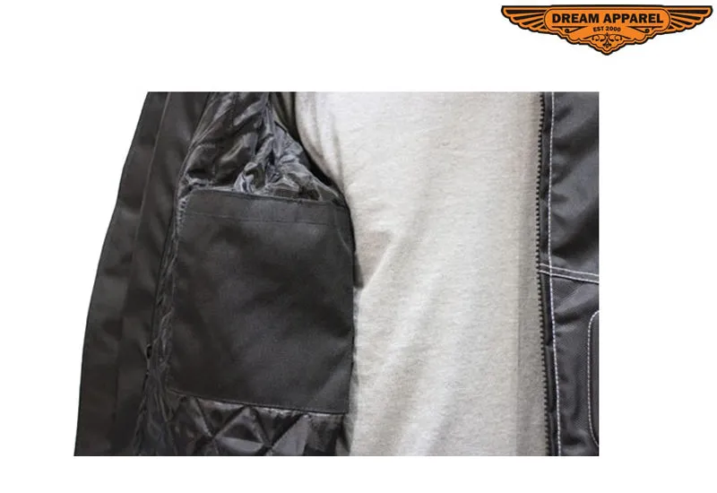 Mens Motorcycle Jacket With Mesh & Nylon Material