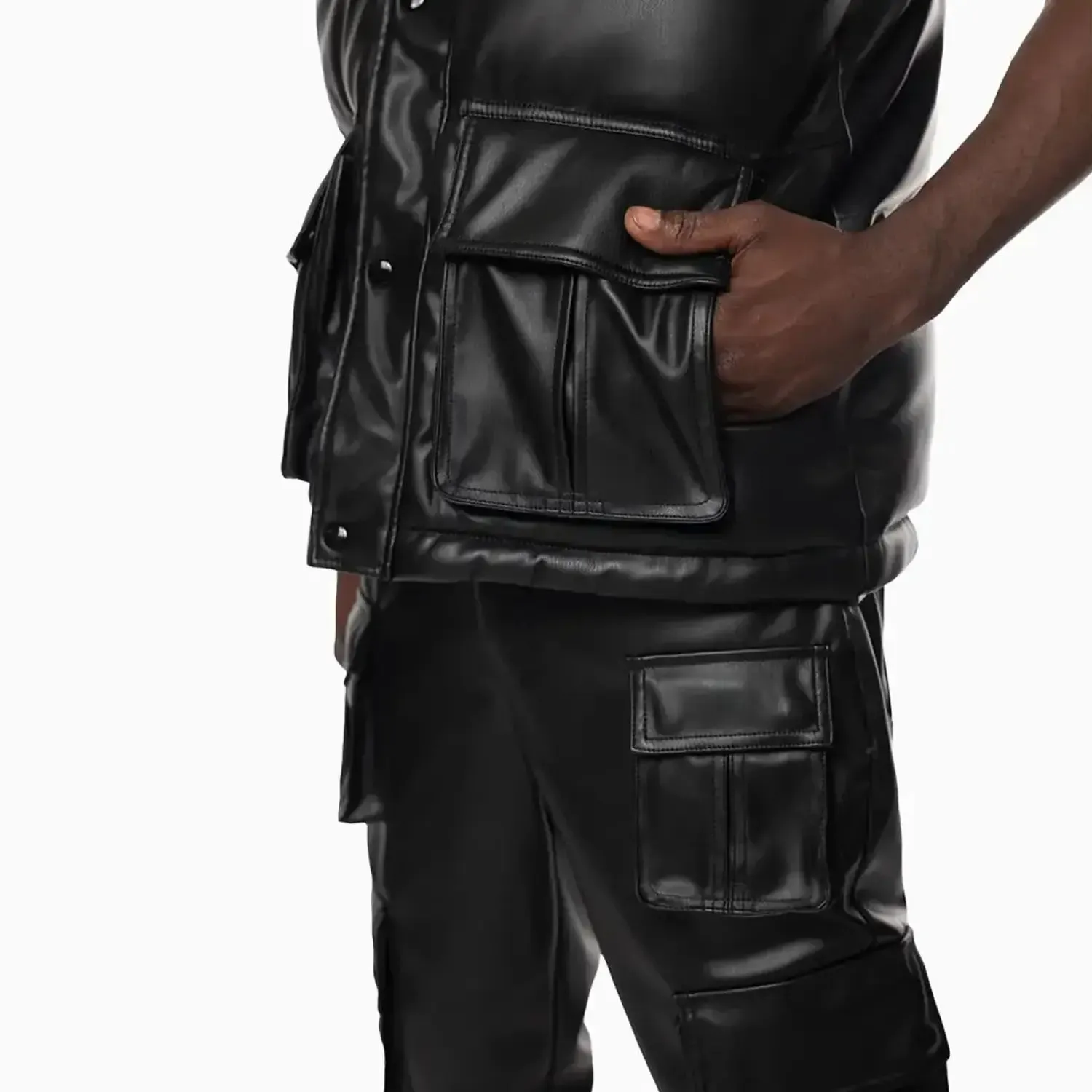 Men's Stacked Utility Vegan Leather Pant