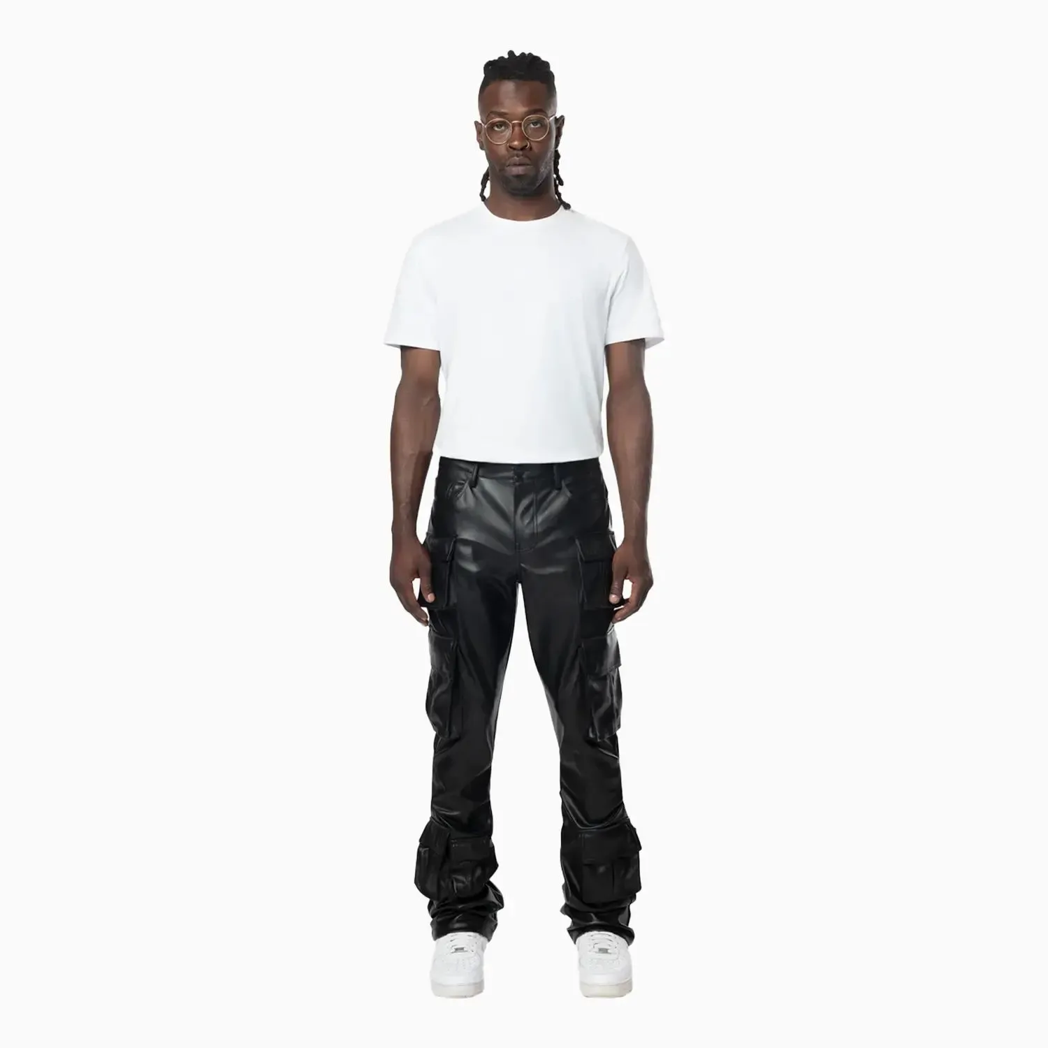 Men's Stacked Utility Vegan Leather Pant