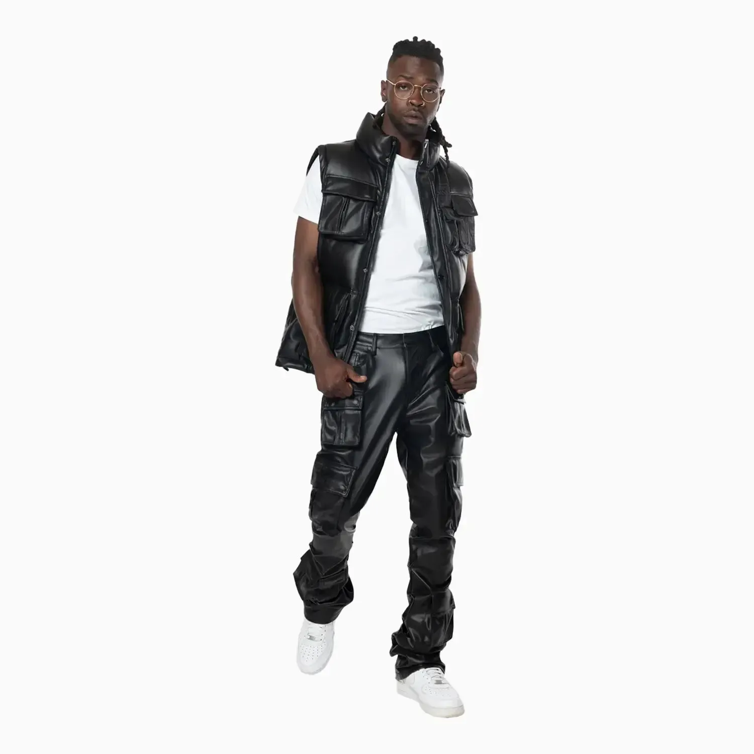 Men's Stacked Utility Vegan Leather Pant