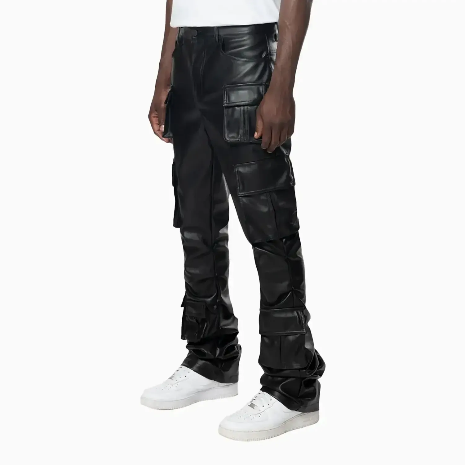 Men's Stacked Utility Vegan Leather Pant