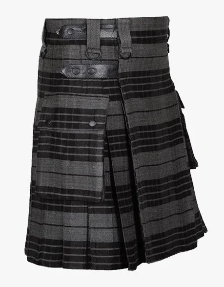 MEN'S TARTAN UTILITY KILT LAUTREAMONT Grey Watch