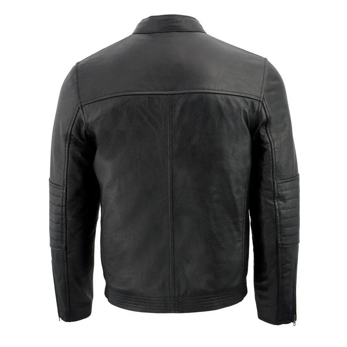 Milwaukee Leather SFM1806 Men's Black Euro Collar Cafe Style Leather Jacket