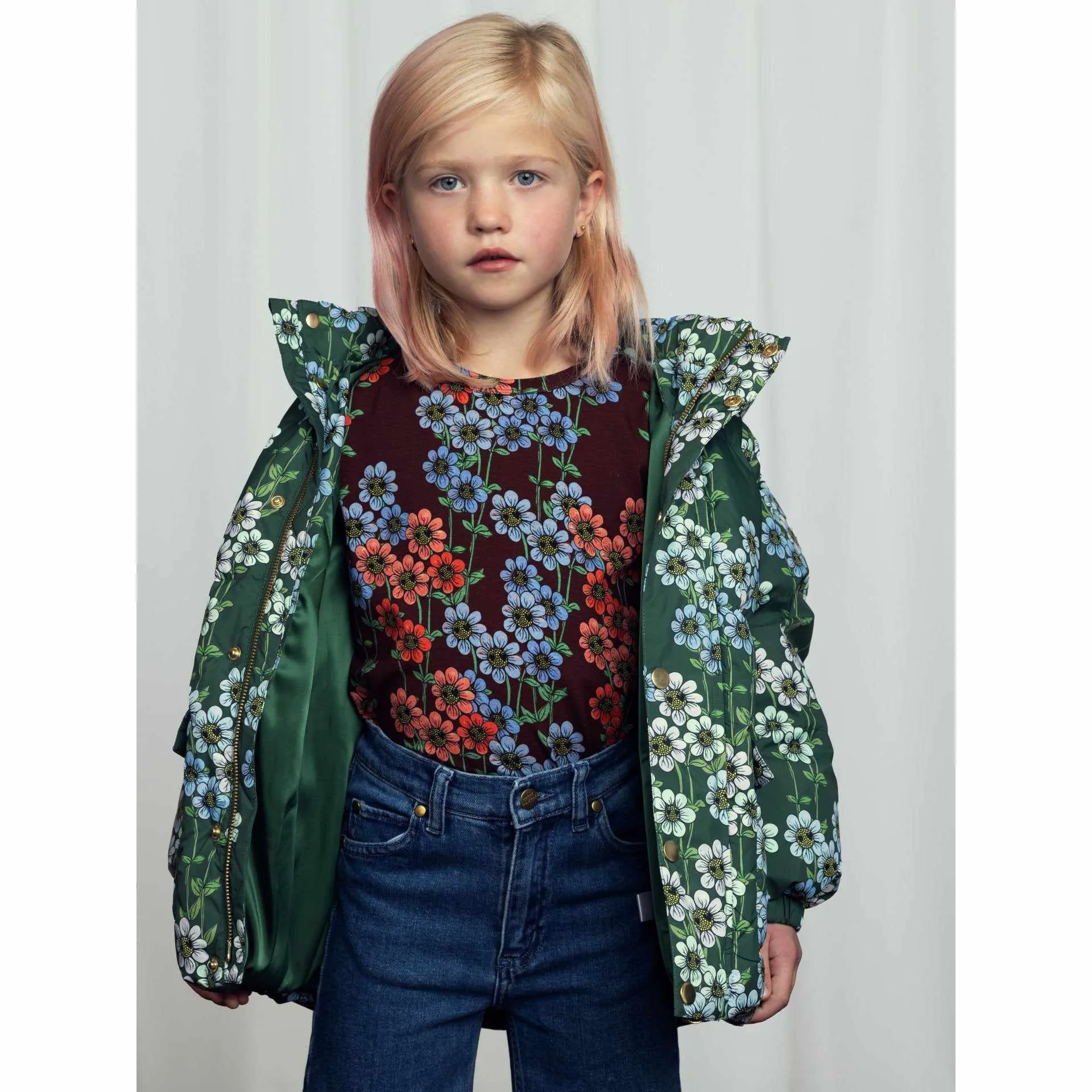 Mini Rodini - Daisies heavy puffer jacket