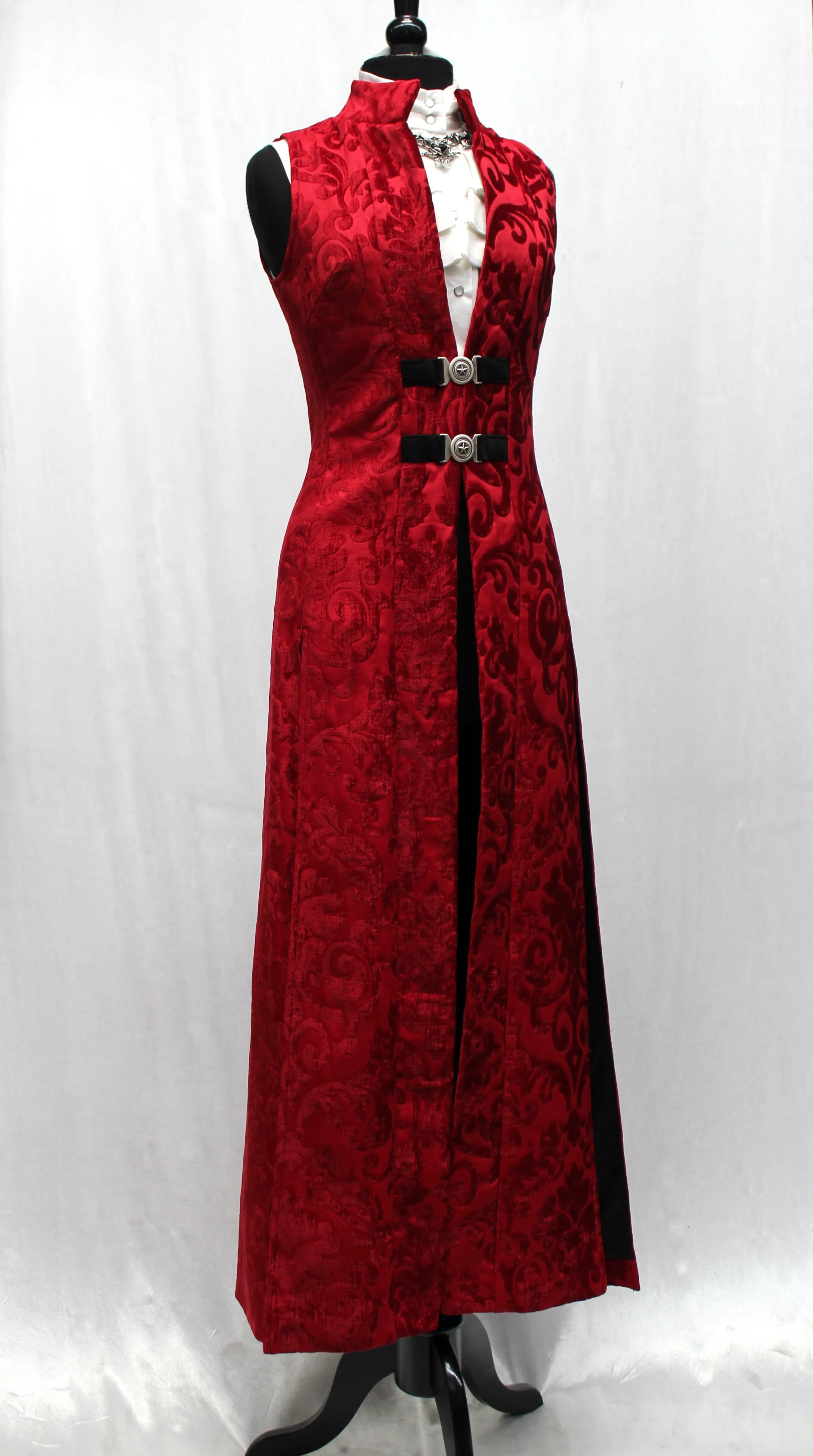 NECROMANTIC COAT/VEST - RED PRINT VELVET