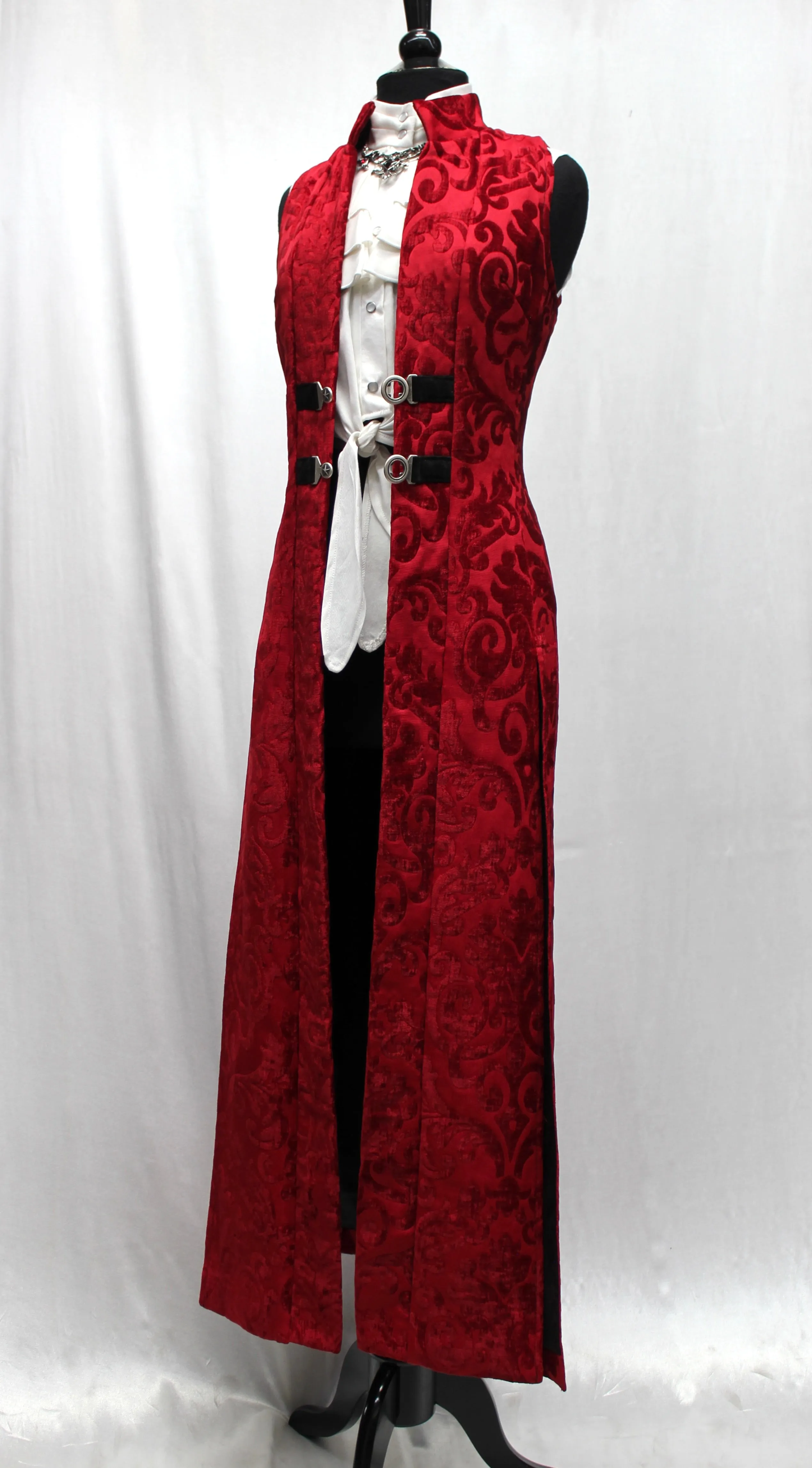 NECROMANTIC COAT/VEST - RED PRINT VELVET