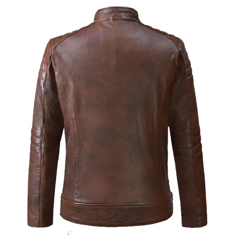 New Genuine Best Style Firefly Moto Spanish Brown Biker Leather Jacket